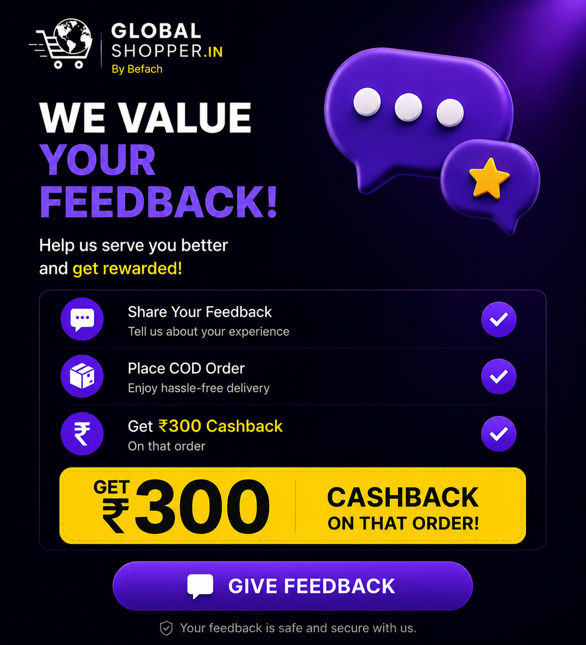 Share your feedback with Global Shopper